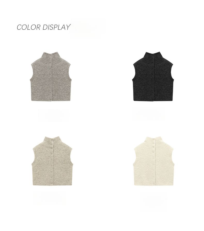 Lines Style Winter Korean Version Sleeveless Intellectual Commuting Versatile Wool Cardigan_voghion.com