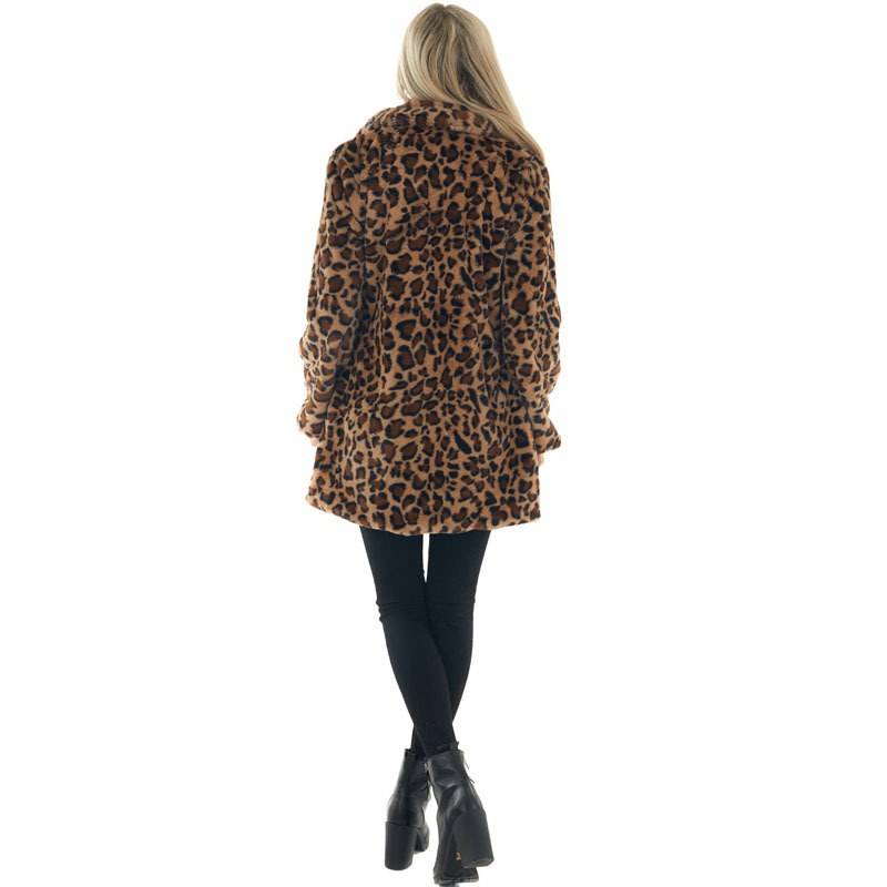 Herbst und Winter Leopardenmuster Damenbekleidung Mode Temperament Pelz Lose Pelzmantel mit Taschen_voghion.com