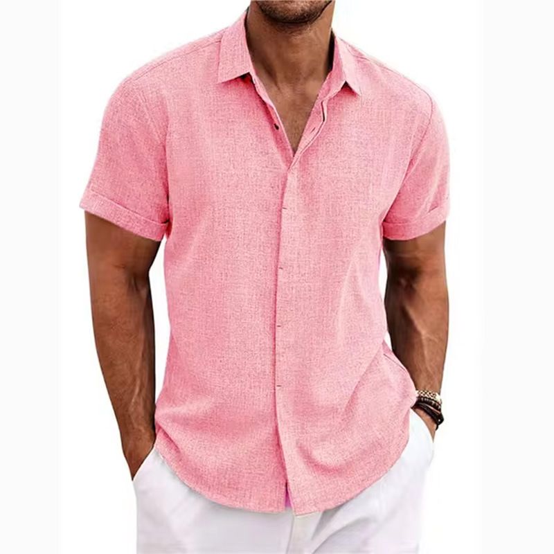 Men's Clothing Men's Linen Short Sleeved T Shirts Loose Undershirt Solid Color Short Sleeved Cotton And Linen Shirts_voghion.com