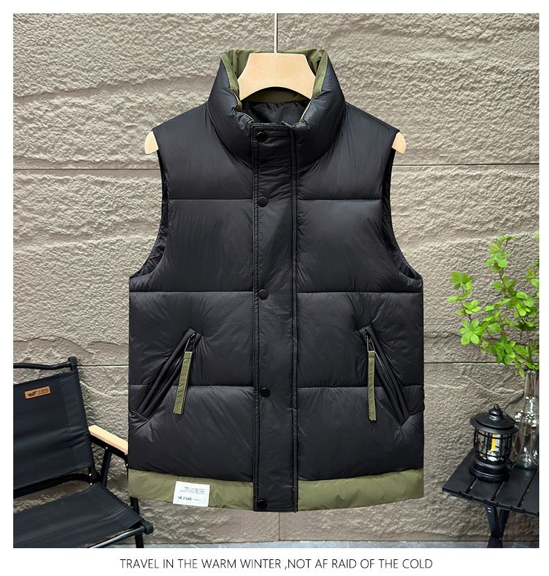 Minimalistische Herren-Daunenweste von Cove – Herbst/Winter, Stehkragen, modisch, vielseitig, lässig, warm, dick gefüttert, ärmellos_voghion.com