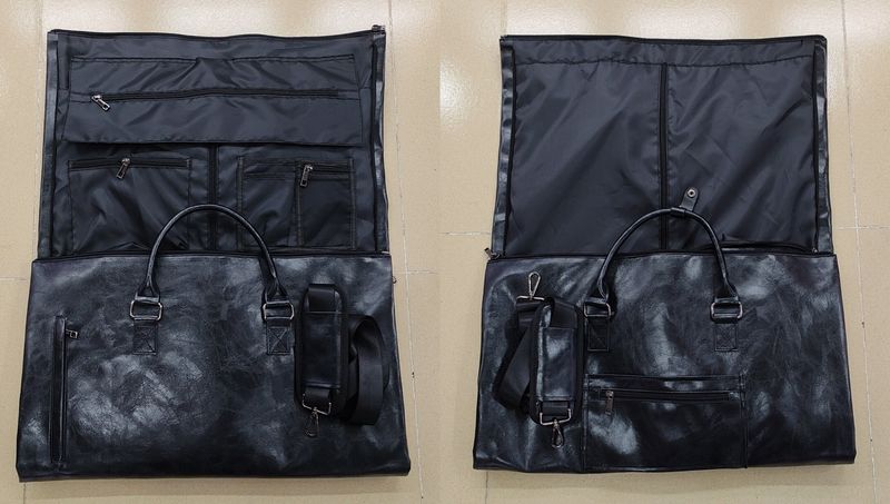 Einfache Reise-Kleidertasche, wasserdichte PU-Cabrio, tragbare Damen-Kleidertasche mit Schuhbeutel, Reise-Kleidertasche aus Leder_voghion.com