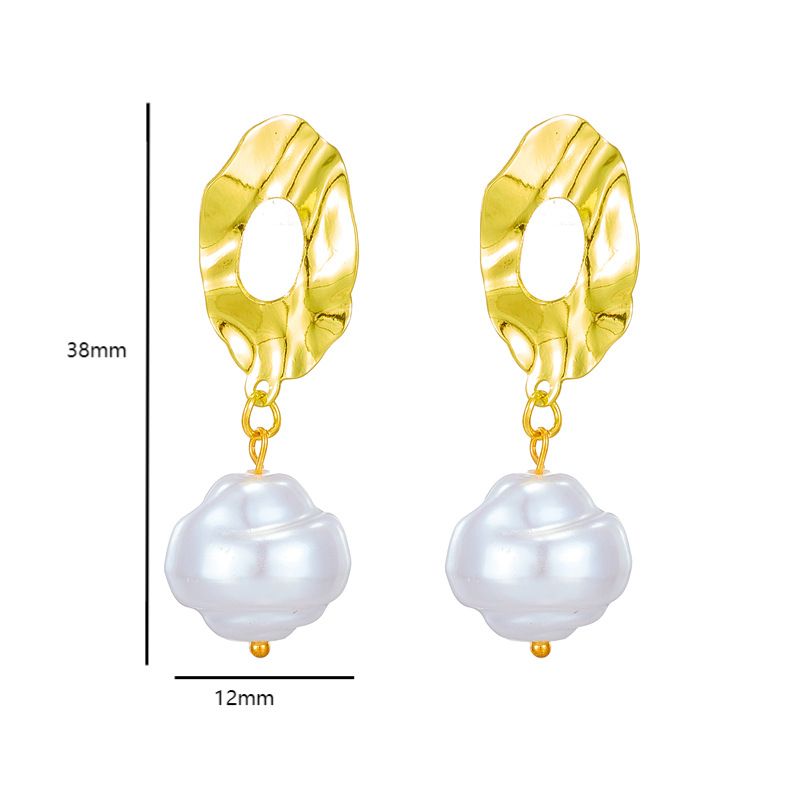 French shaped pearl earrings vintage fashion exaggerated earrings pearl earrings women_voghion.com