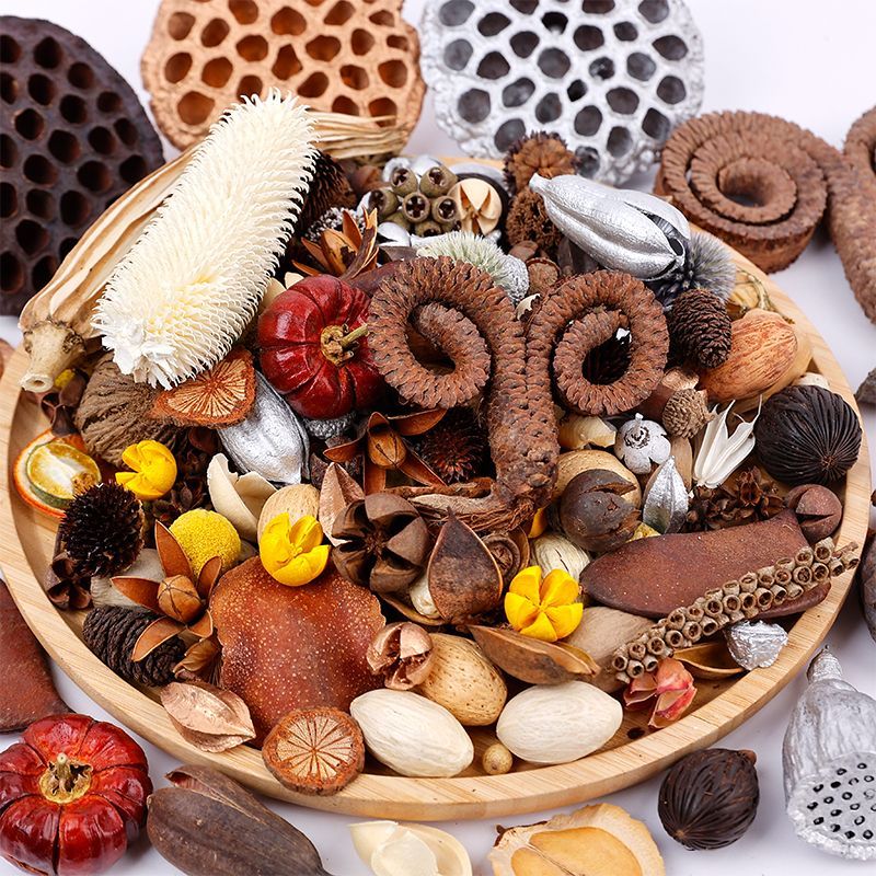 Natural Plant Materials Decorative Ornaments Wreath Handmade Hanging Decor Dried Fruit Combination Set DIY_voghion.com