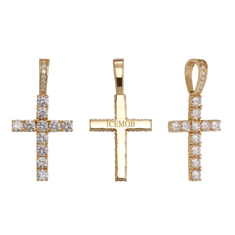 Collana Hip Hop con diamanti, collana cubana, collana in argento puro con moissanite, ciondolo Hip-Hop con diamanti, clavicola color fuoco super scintillante_voghion.com