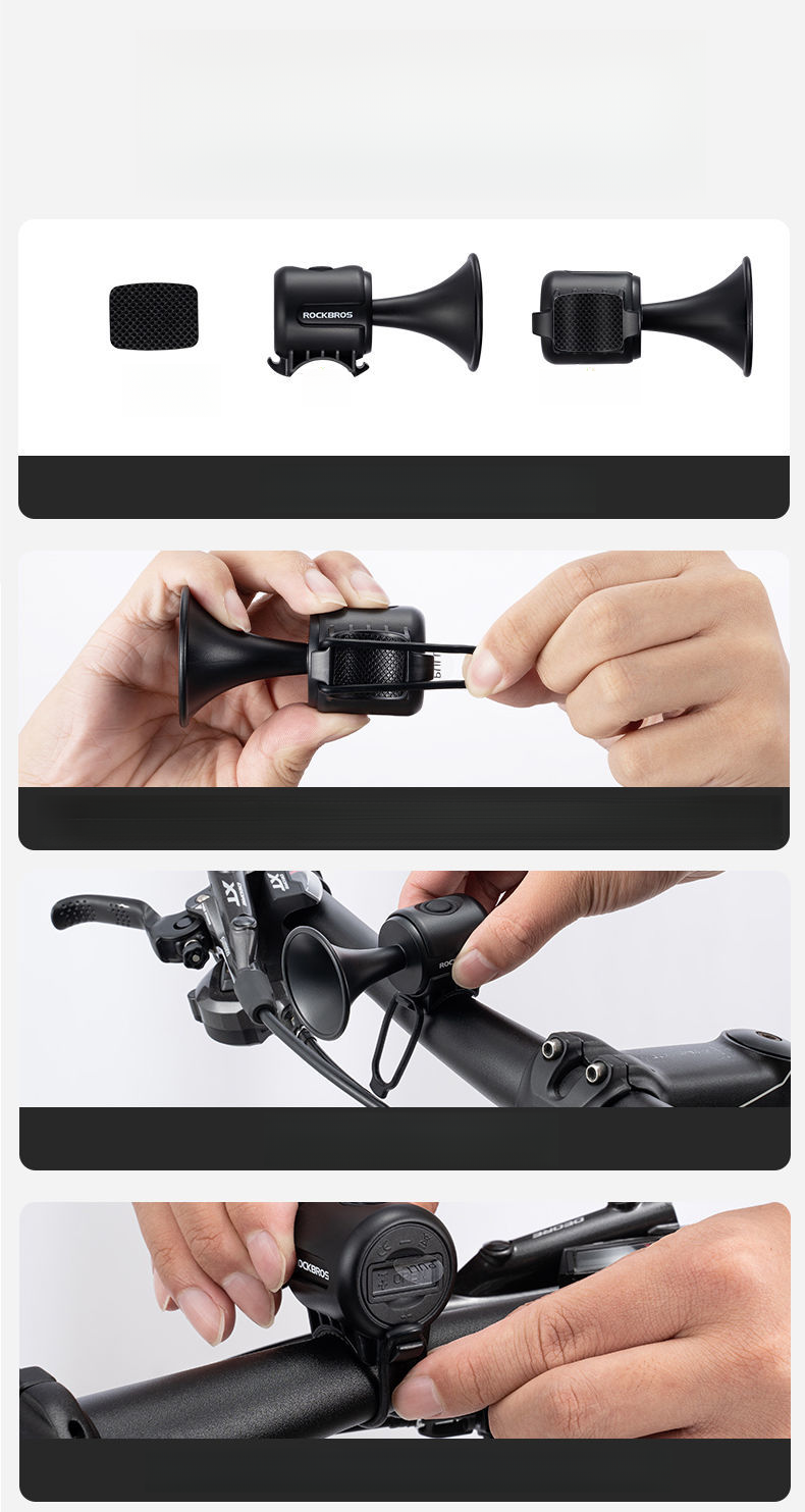 Klaxon de vélo universel Rock Brothers pour vélos électriques de route et de montagne, sonnette d'avertissement pour vélos d'enfants_voghion.com