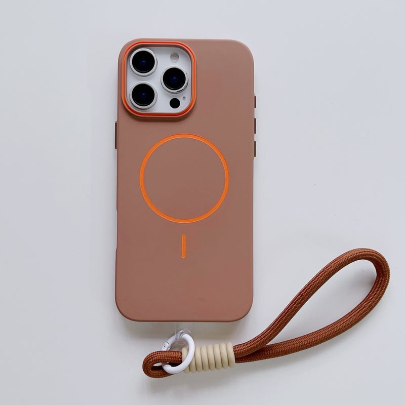 Carcasă magnetică rigidă mată cu curea de încheietură pentru iPhone 16 15 14 Plus 13 12 Pro Max, cu încărcare wireless și rezistență la șocuri_voghion.com