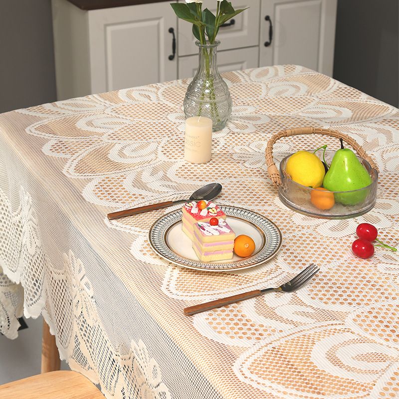 Tovaglia in pizzo tinta unita - Rettangolare, design moderno e minimalista per tavolo da pranzo e tavolino (copertura estetica per la casa, 152,4 x 228,4 cm)_voghion.com