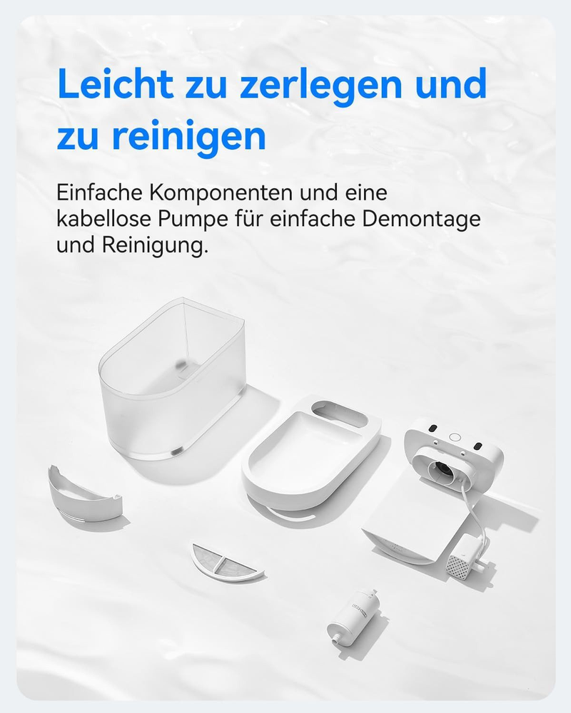 Automatischer intelligenter Trinkbrunnen für Katzen mit APP-Steuerung, 2,3 l, 5000 mAh Batteriebetrieb, 2300 ml, Gesundheitsbericht, 30 dB leise_voghion.com