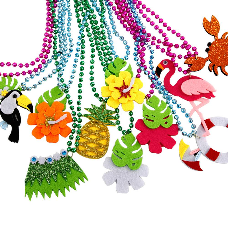 Ornamenti hawaiani, gonna di erba, collana di ananas, decorazione per feste in spiaggia tropicale, ciondolo in feltro, catena di perline_voghion.com