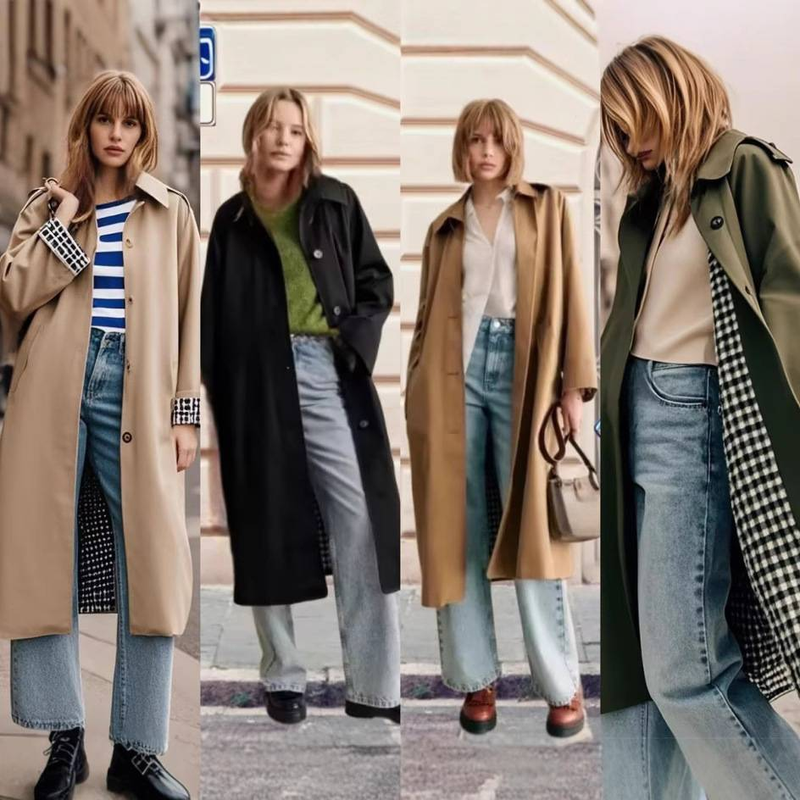 Dameskleding Elegante trenchcoat met enkele rij knopen voor dames - Lange stijlvolle overjas met kraag, klassiek, perfect voor kantoor en vrijetijdskleding_voghion.com