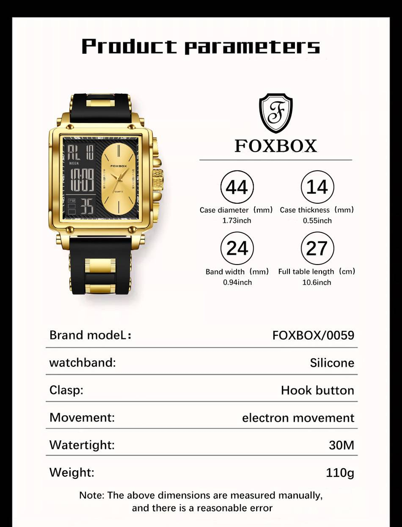 Men's Multifunctional Sports Watch With Luminous Display, Waterproof, Durable Silicone Strap, Mineral Glass, Digital & Analog Display_voghion.com