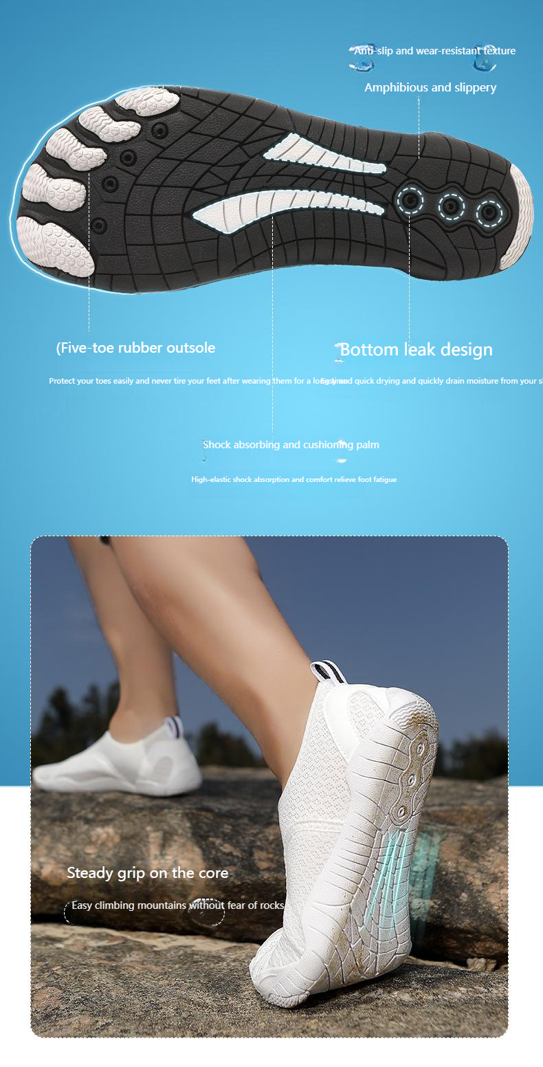 Scarpe da acqua leggere a piedi nudi per nuoto, spiaggia, yoga, pilates, danza e fitness - Calzini da acqua traspiranti ad asciugatura rapida con suola in gomma antiscivolo_voghion.com