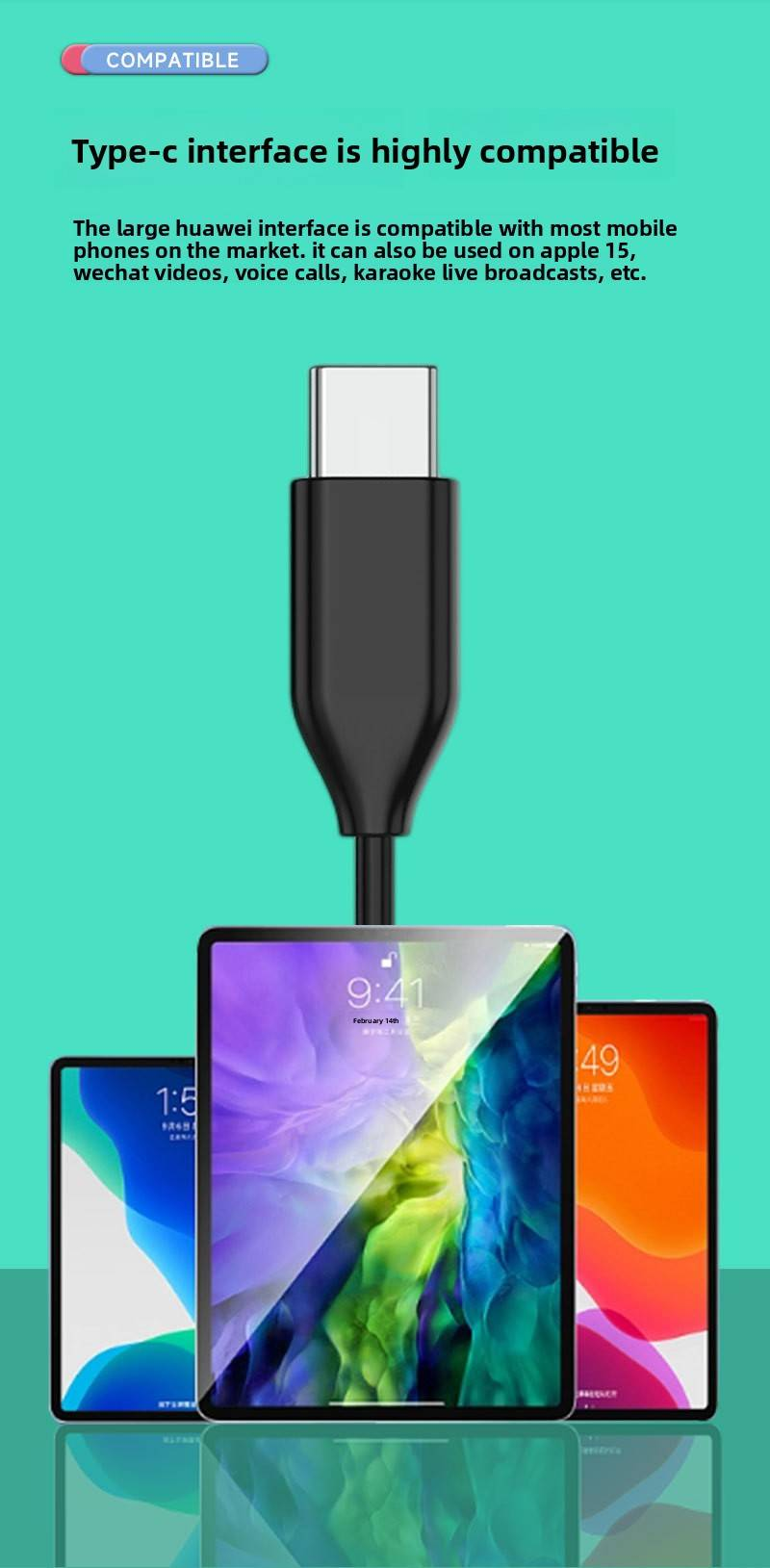 Auricolari cablati per iPhone, Apple, Huawei, Android, Vivo, Xiaomi, OPPO, con microfono e controllo cablato_voghion.com
