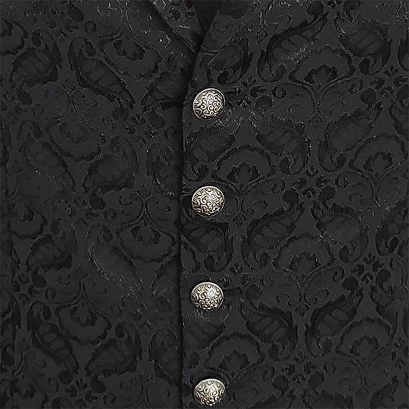 Herrenweste im britischen Stil mit schmaler Passform – einreihige formelle Weste mit Revers (Schwarz, M-3XL) | Knitterfreie Acrylmischung_voghion.com