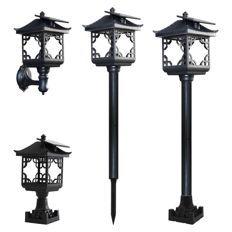 Luci da giardino a LED solari, lampada da parete impermeabile per esterni, cortile, patio, vialetto - Accensione/spegnimento automatico, risparmio energetico, design resistente in bianco e nero_voghion.com