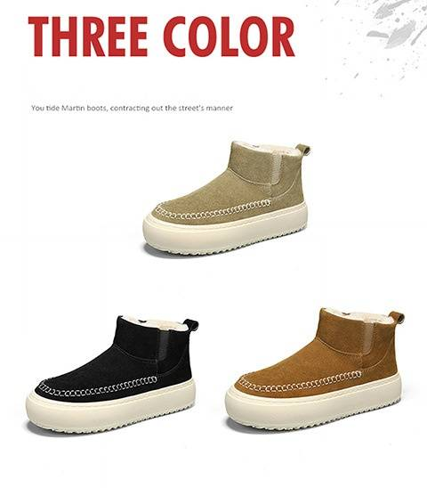 Scarpe da uomo 2025 Inverno Nuovo stile Stivali da uomo con suola spessa, pile e cotone ispessito_voghion.com