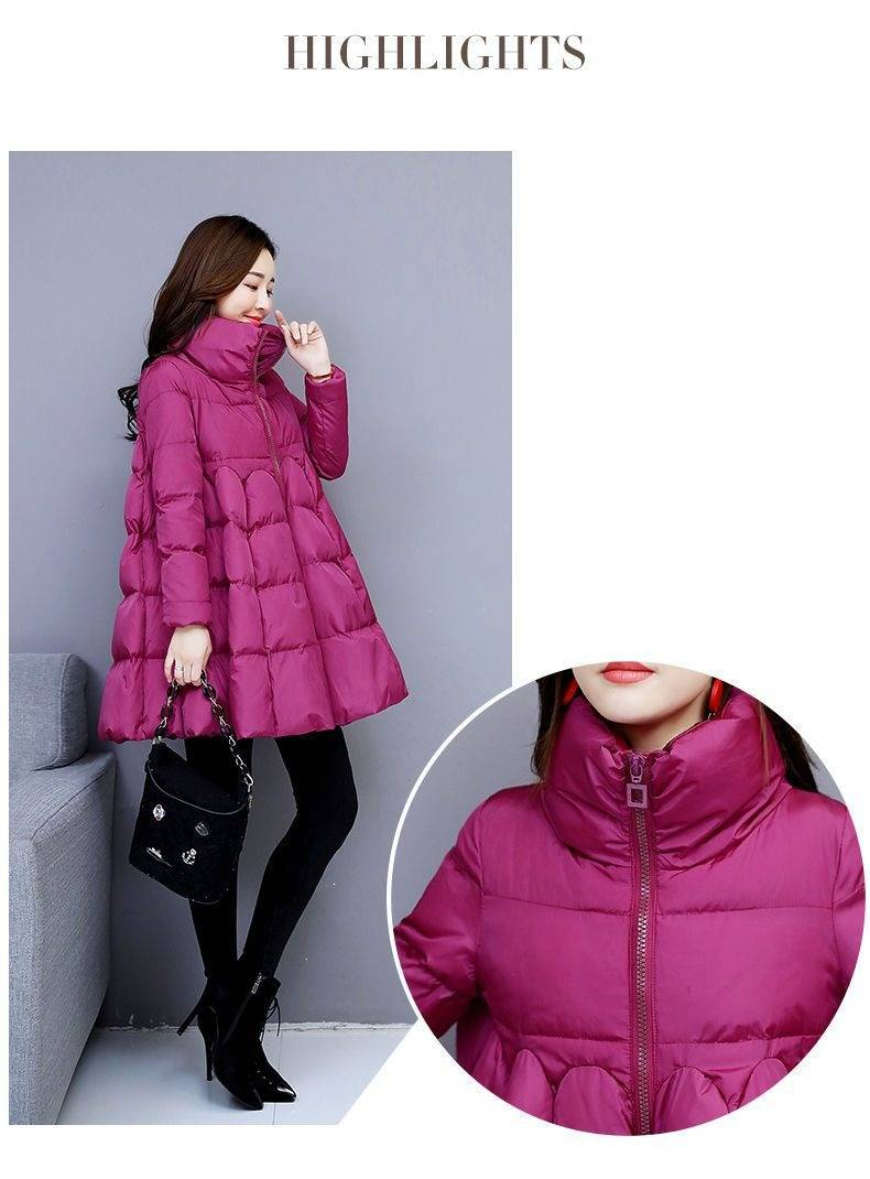 Manteau cape d'hiver trapèze pour femme – Garnissage en polyester épais, col montant et ourlet évasé, coupe ample coréenne, silhouette oversize tendance_voghion.com