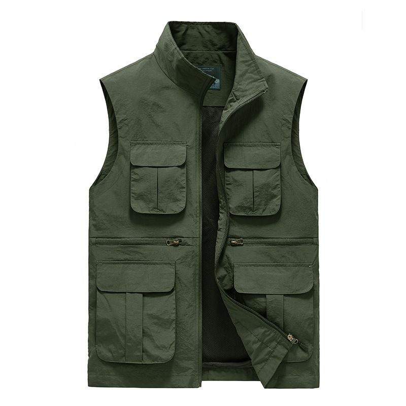 Men's Water-Resistant Tactical Vest – Lightweight Nylon Multi-Pocket Jacket For Outdoor Work & Urban Exploration (Up To 8XL, 5 Colors)_voghion.com