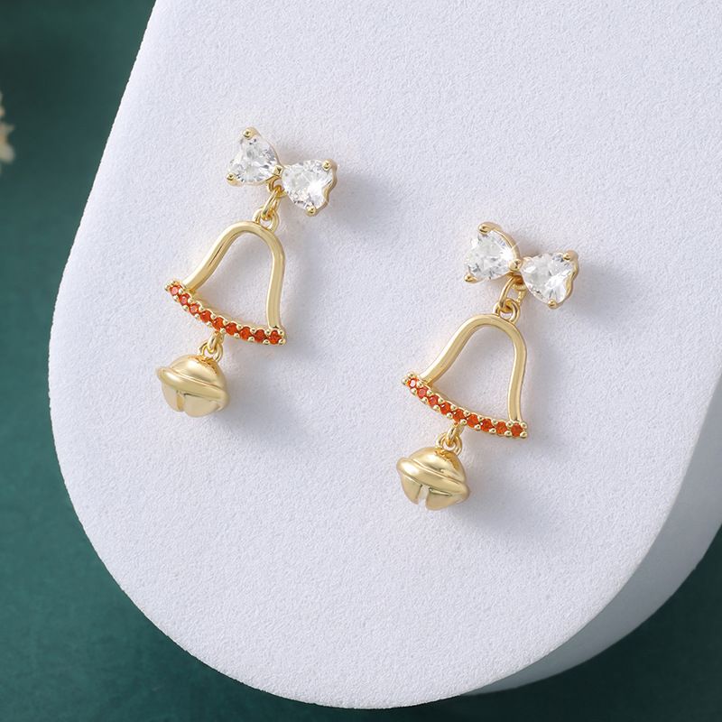 Boucles d'oreilles cloche de Noël tendance pour femmes, douces et polyvalentes_voghion.com