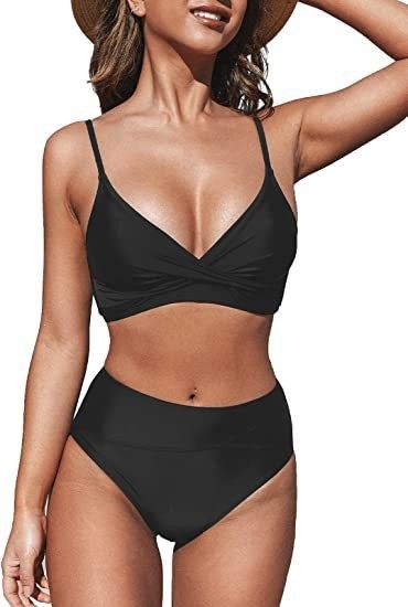 Verve 2025 Women's Two-Piece Bikini Sexy High-Waist V-Neck Twist Adjustable Thin Strap Swimsuit_voghion.com