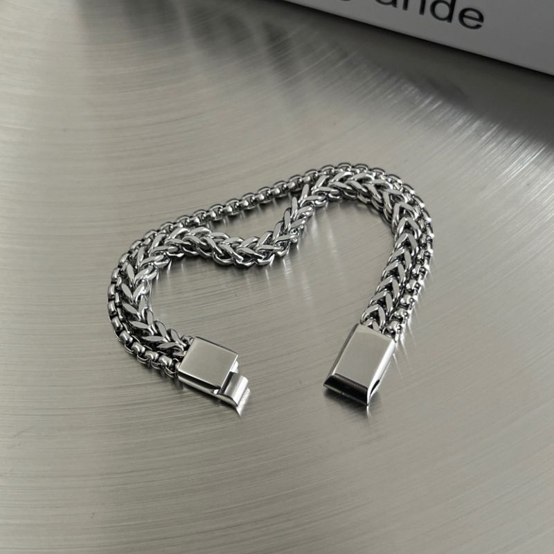 Herren-Armband aus doppellagigem kubanischem Titanstahl, männlicher Ins-Stil, einzigartiges Nischendesign, Street Fashion, High-End_voghion.com