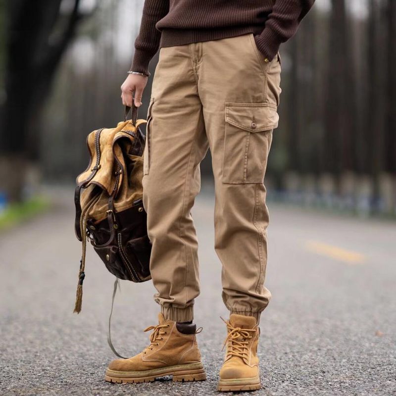 Pantaloni multitasche da uomo, realizzati in puro cotone, larghi alla caviglia, marchio alla moda, resistenti all'usura, riparazione auto, manodopera_voghion.com