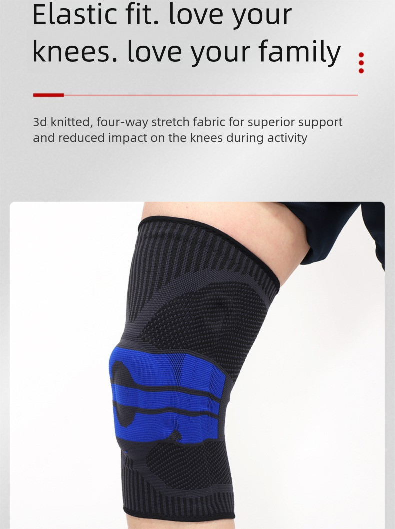 Ginocchiere sportive all'ingrosso in maglia traspirante in silicone a compressione a molla per gamba, basket e calcio_voghion.com