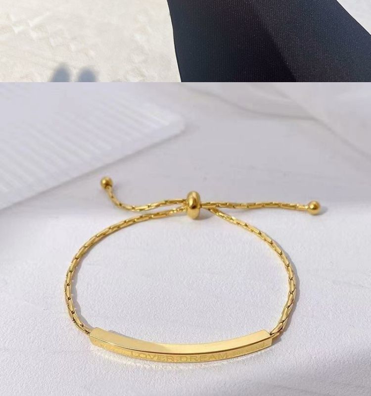 Bracciale in acciaio al titanio con lettere dorate, fatto a mano, alla moda, versatile, semplice, personalità, nicchia_voghion.com