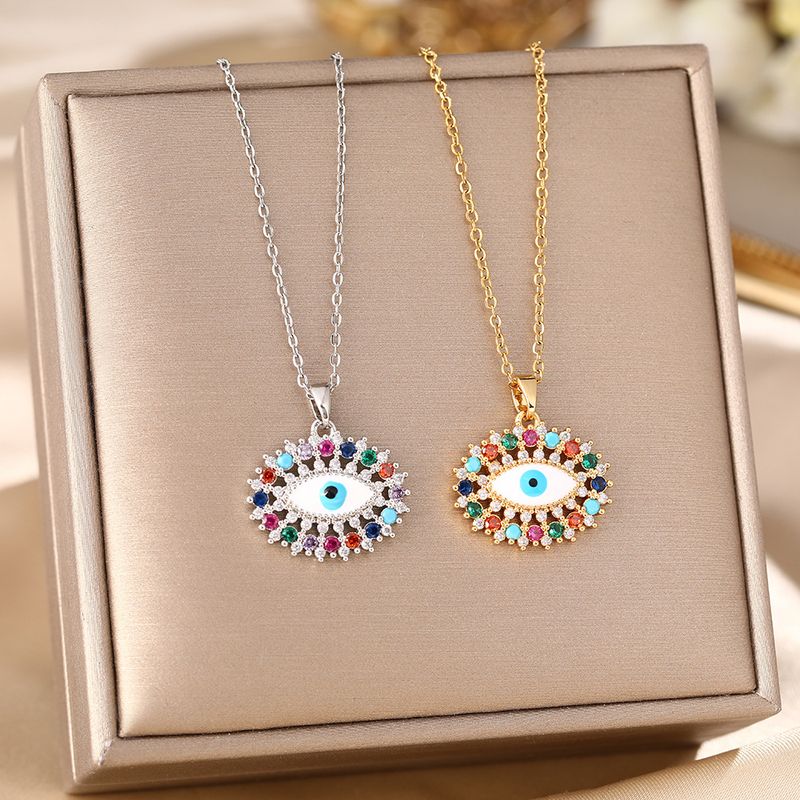 Colar do Diabo Feminino Zircônia Gotejamento Óleo Cobre Banhado a Ouro Boêmio Joia Mau-Olhado_voghion.com