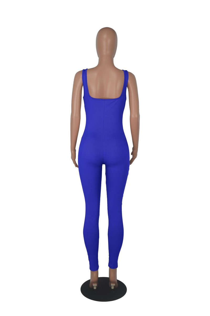 Damen Effenfaarweg Äermellose Vest Romper Fuedem Quadrateschen Ausschnëtt Récklos Hüftlift Slim-Fit Romper_voghion.com
