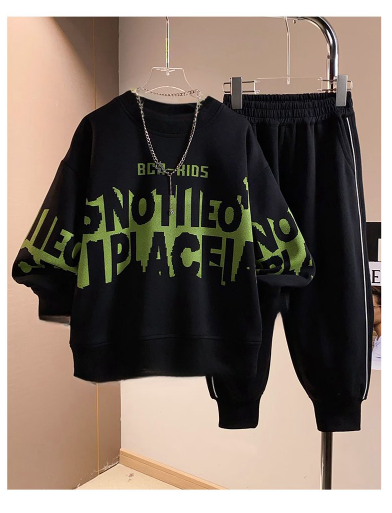 Anzug für Jungen und Teenager, modische Pullover- und Hosenanzüge, sportliche, lockere Zweiteiler, Trend (die Druckposition ist etwas anders)_voghion.com