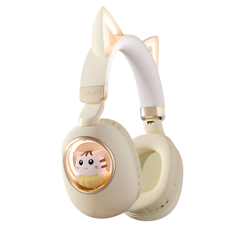 Novo fone de ouvido bluetooth com faixa de cabeça fofa, fone de ouvido bluetooth luminoso para jogos, aprendizado, jogos, crianças, sem fio, presente_voghion.com
