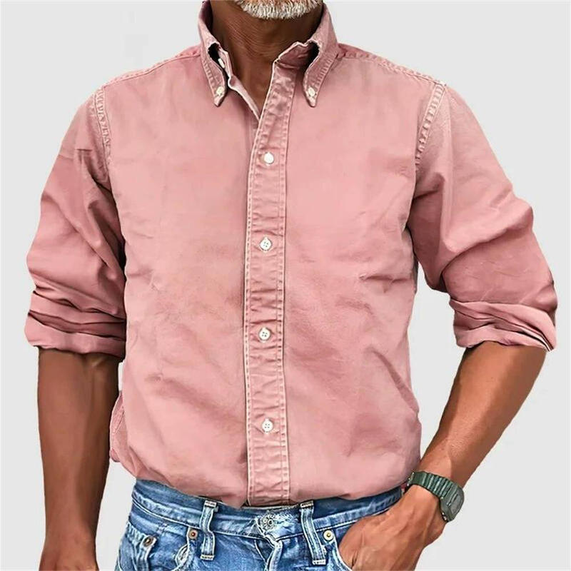 Chemises à manches longues à simple boutonnage de couleur unie pour hommes de la mode européenne-américaine printemps 2025 S-5XL_voghion.com