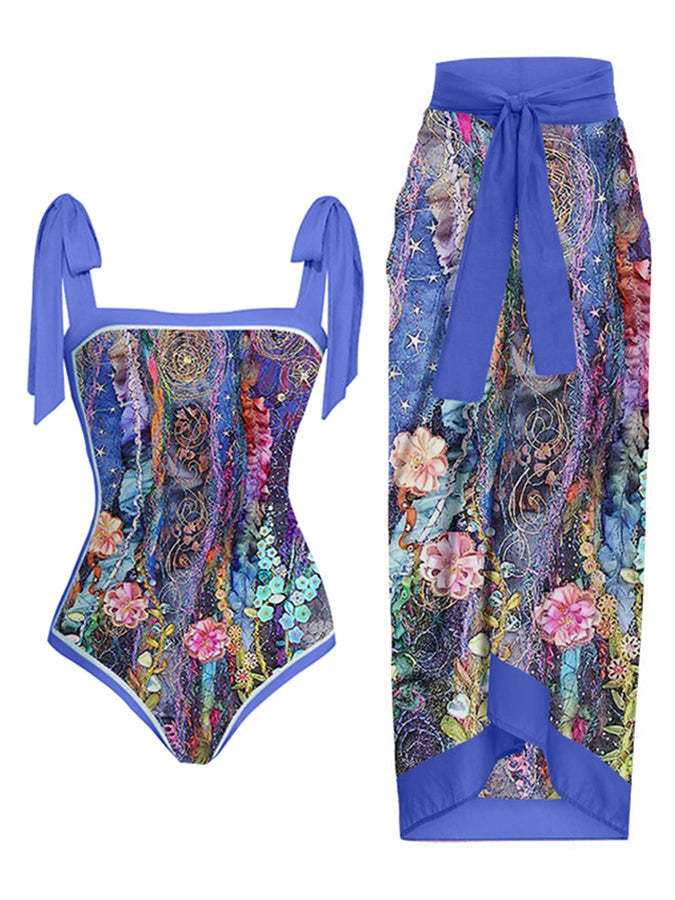 Women's Clothing Two Piece Skirt Multi Color Print Sexy Bikini Set_voghion.com
