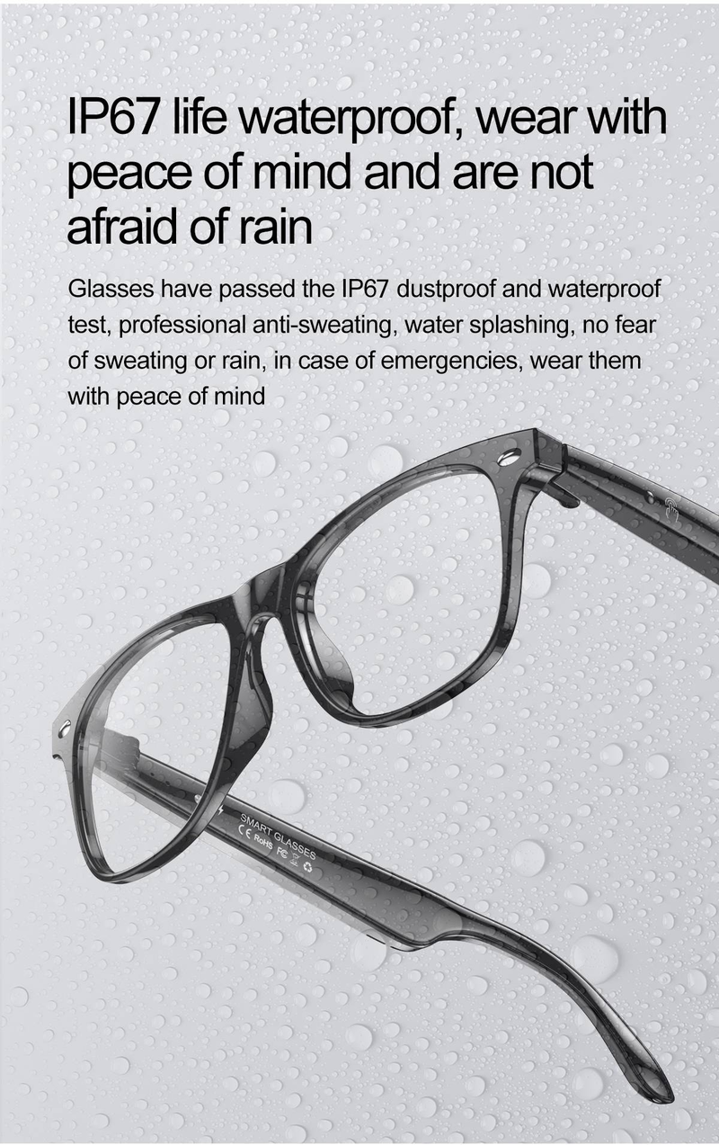 W100 AI Smart Glasses: Bluetooth Calling, AI Translation, Music Control, 10H Battery, IP67 Waterproof_voghion.com