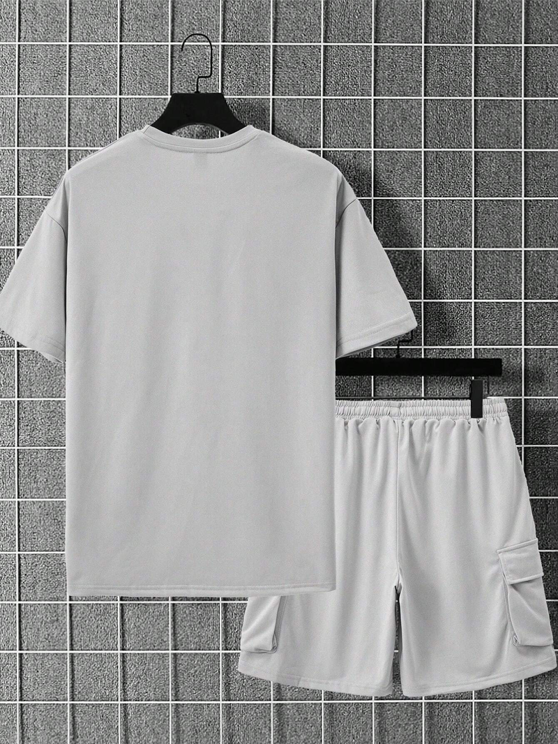 Completo estivo da uomo a maniche corte e pantaloncini da 5 pollici - Miscela di cotone modal leggero per la palestra_voghion.com