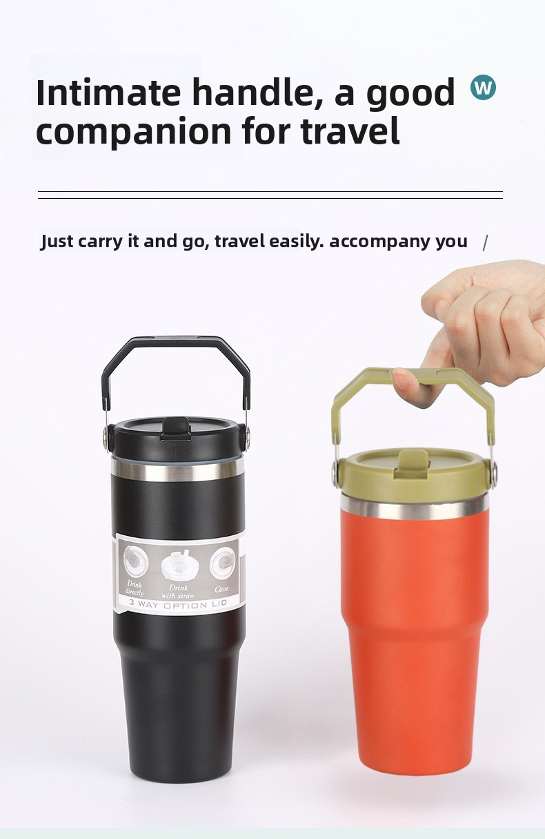 30oz/20oz Edelstahl-Vakuumisolierter Becher mit Henkel und Strohhalm – Auslaufsicherer Reisebecher für heiße/kalte Getränke, für den Einsatz im Büro und im Freien_voghion.com