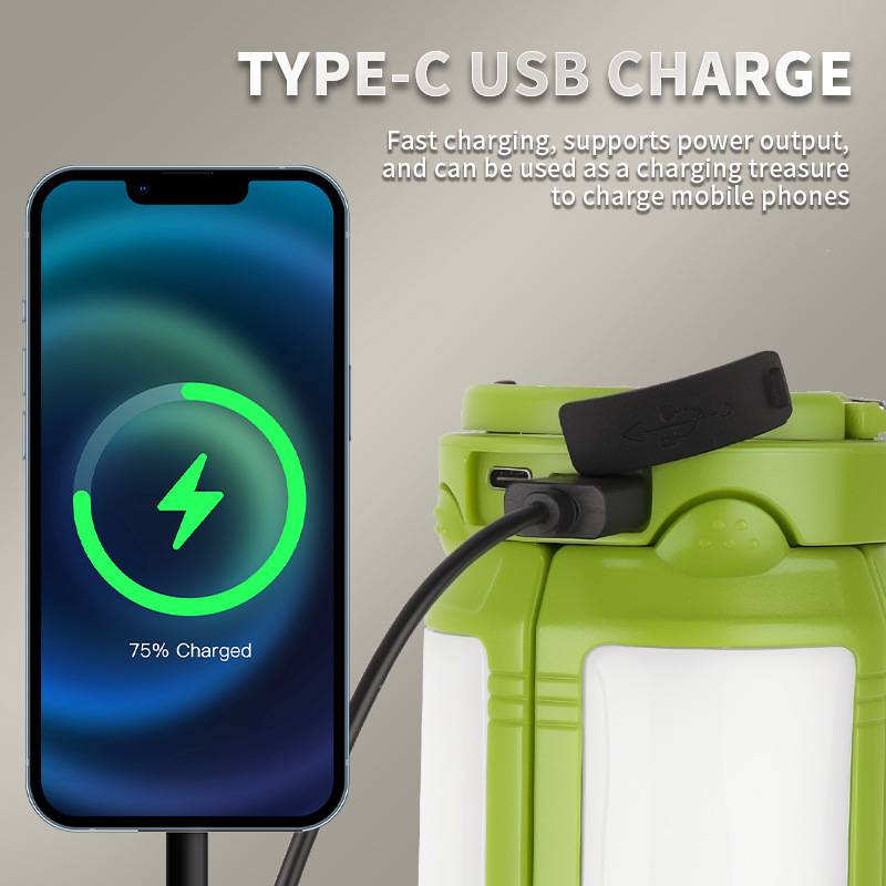 Linterna portátil de 4 hojas para acampar, recargable por USB, para tienda de campaña al aire libre, plegable, con luces LED de fútbol y gancho para colgar, luz blanca y roja._voghion.com