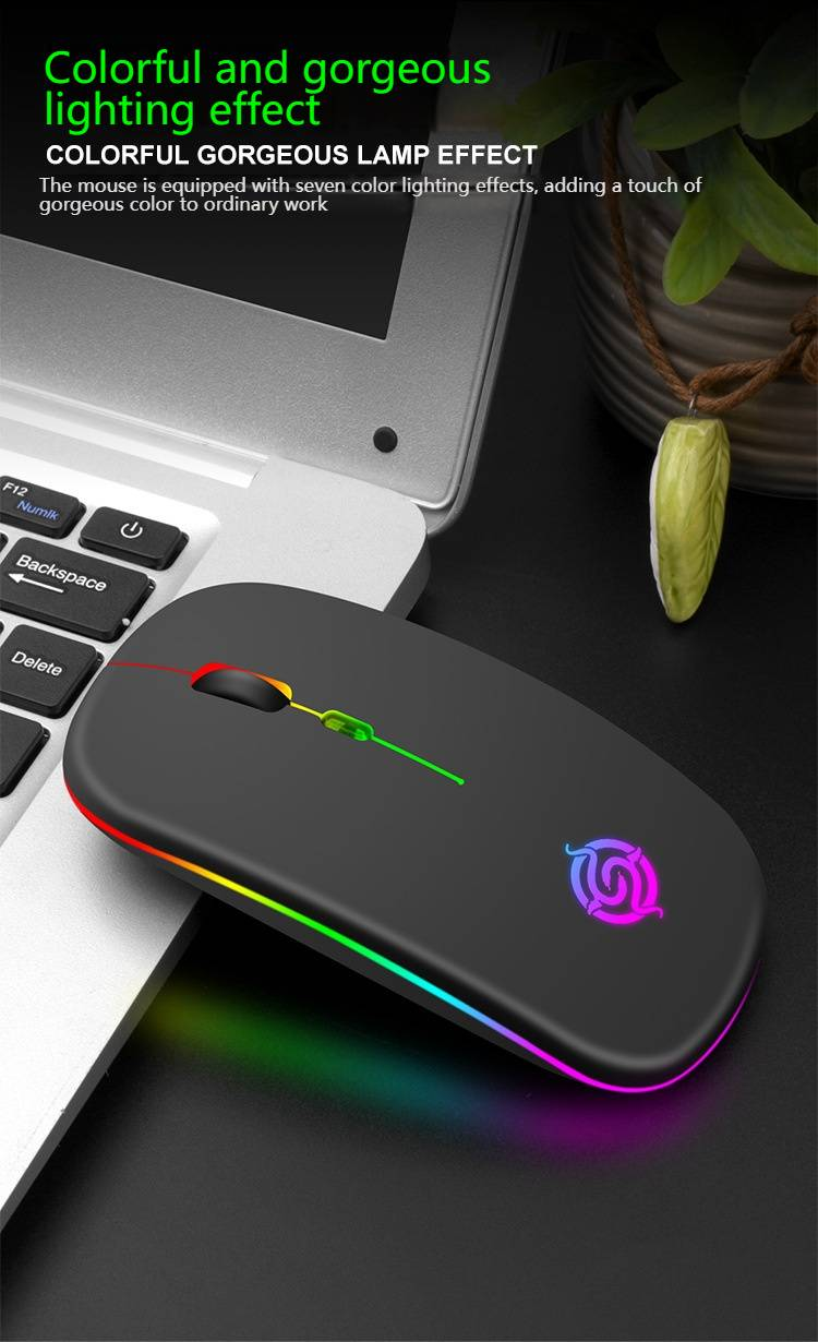 Viper BM110 Wireless Charging Gaming Mouse – Silent RGB Optical Mouse With Bluetooth, 1600DPI, 4-Way Scroll, Ergonomic Design For PC/Laptop_voghion.com