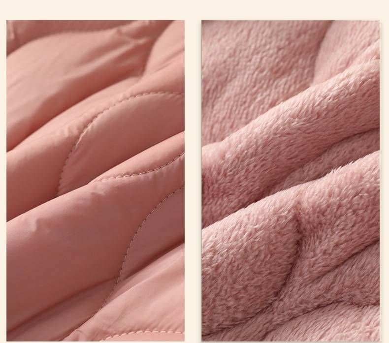 Women's Fleece-Lined Thermal Jacket, Slim Fit Lightweight Winter Coat With V-Neck, Long Sleeve Quilted Inner Wear, Soft Polyester Puffer Vest_voghion.com