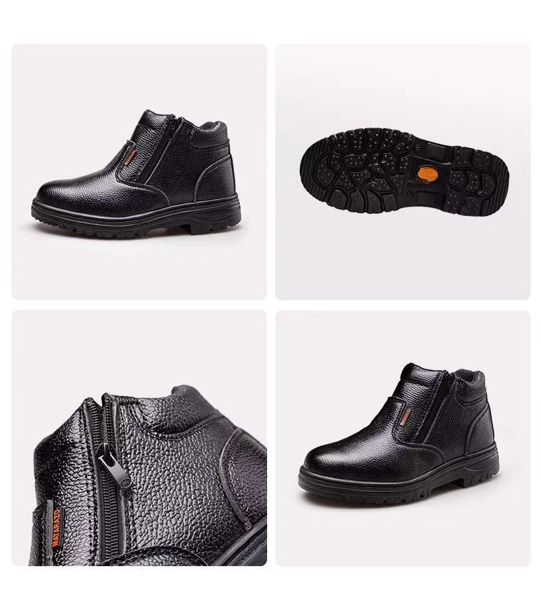 Scarpe da uomo con zip superiore suola in gomma impermeabili antiscivolo per assicurazione sul lavoro Anti Smash Anti Puntura Mid_voghion.com