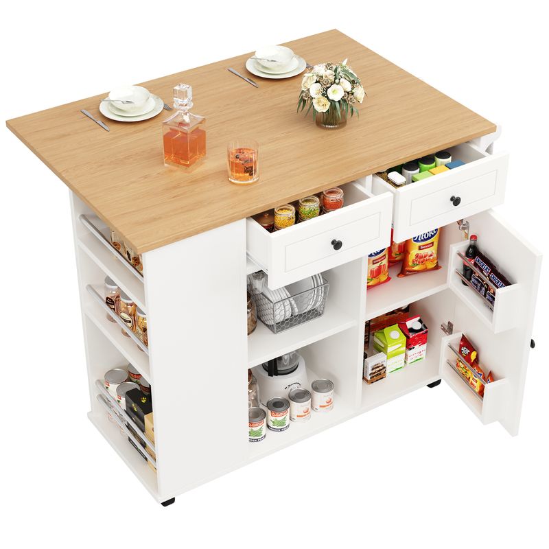 Kücheninsel Mit Trennwänden, Snackhalter, Weinglasregal, Holzmaserung, Weiß_voghion.com