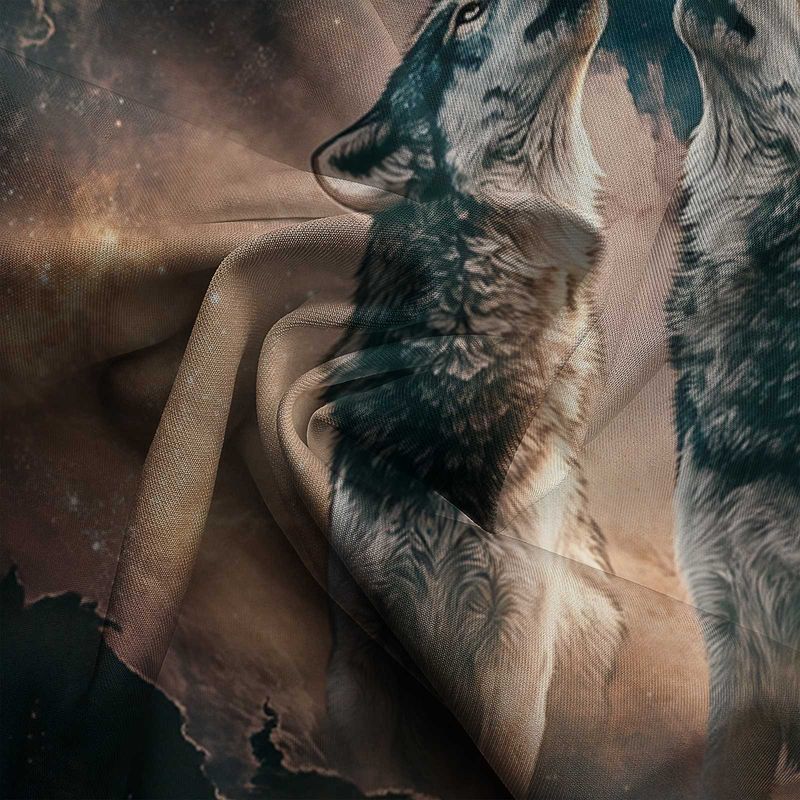 2025 Frühling Sommer Herren Hemd Set Premium Wolf Print mit Sternenhimmel Muster Zweiteiler Herren Universum inspiriert Leicht_voghion.com