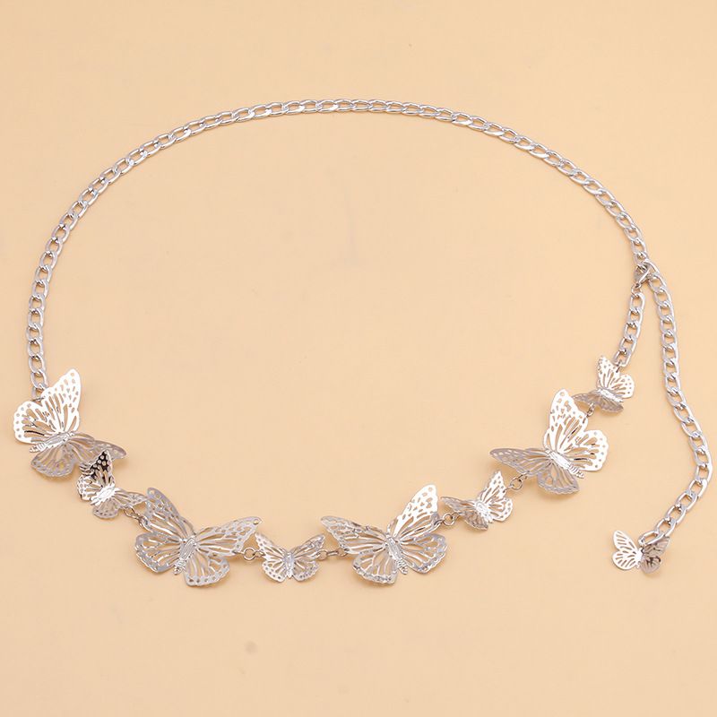 Minimalist Geometric Versatile Bod Punk Stle Splicing, Single-laer Hollowed Out Butterfl Waist Chain, Women's_voghion.com