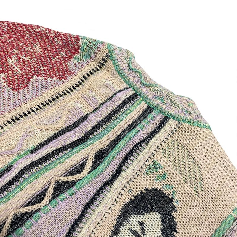 Maglione girocollo lavorato a maglia in stile etnico a contrasto vintage, con ritratto, in jacquard, taglia grande_voghion.com