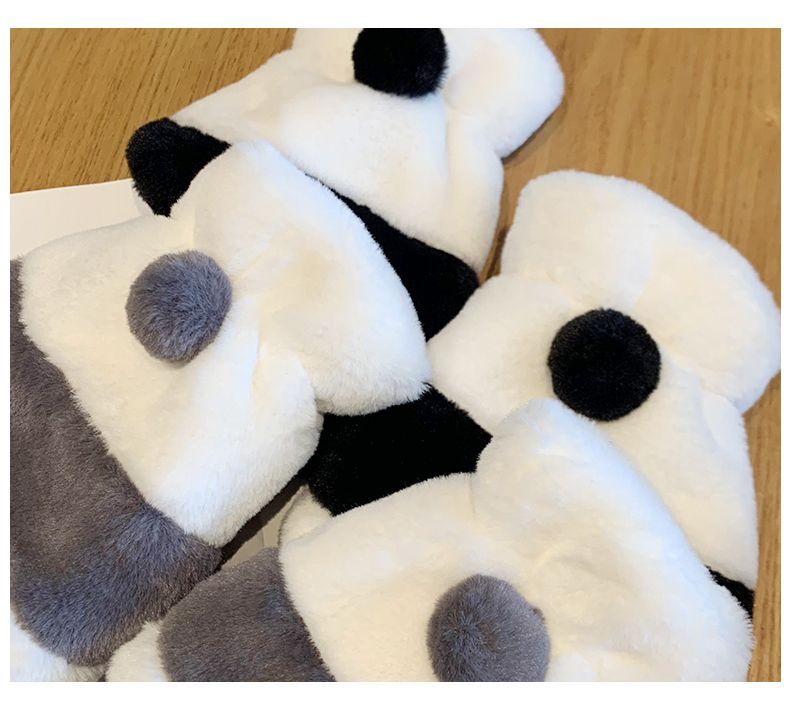 Winter Warm Skin-Friendly Cute National Treasure Panda Plush Fingerless For Women Outdoor Student Snow Play Anti-Freeze_voghion.com