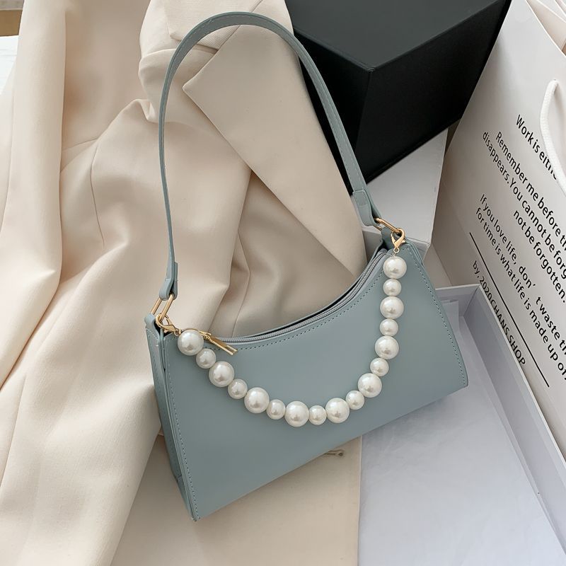 Borsa a tracolla piccola per donna, versione coreana, nuova e alla moda, versatile ed elegante, con perle, da portare sottobraccio, di nicchia francese, 2024_voghion.com