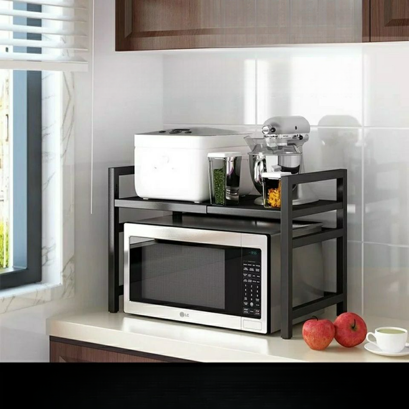 Kitchen Thickened Extendable Microwave Rice Cooker Oven Household Double-layer Carbon Steel Storage Rack_voghion.com