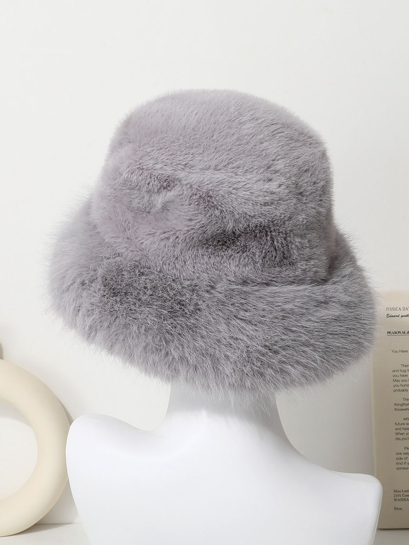 Cappello da pescatore con bacino di volpe colorato e di vendita calda, cappello rotondo caldo da donna casual e alla moda in pelliccia_voghion.com