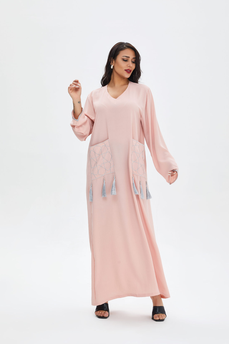 Dámské šaty, ležérní muslimské šaty v dubajském stylu abaya, dámské šaty z Blízkého východu_voghion.com